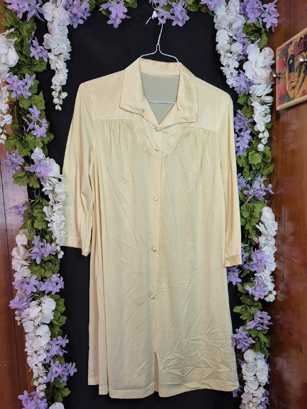 Vanity Fair Cream Button-Front Long Nightgown